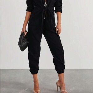 Black Women's Mechanic Style Jumpsuit